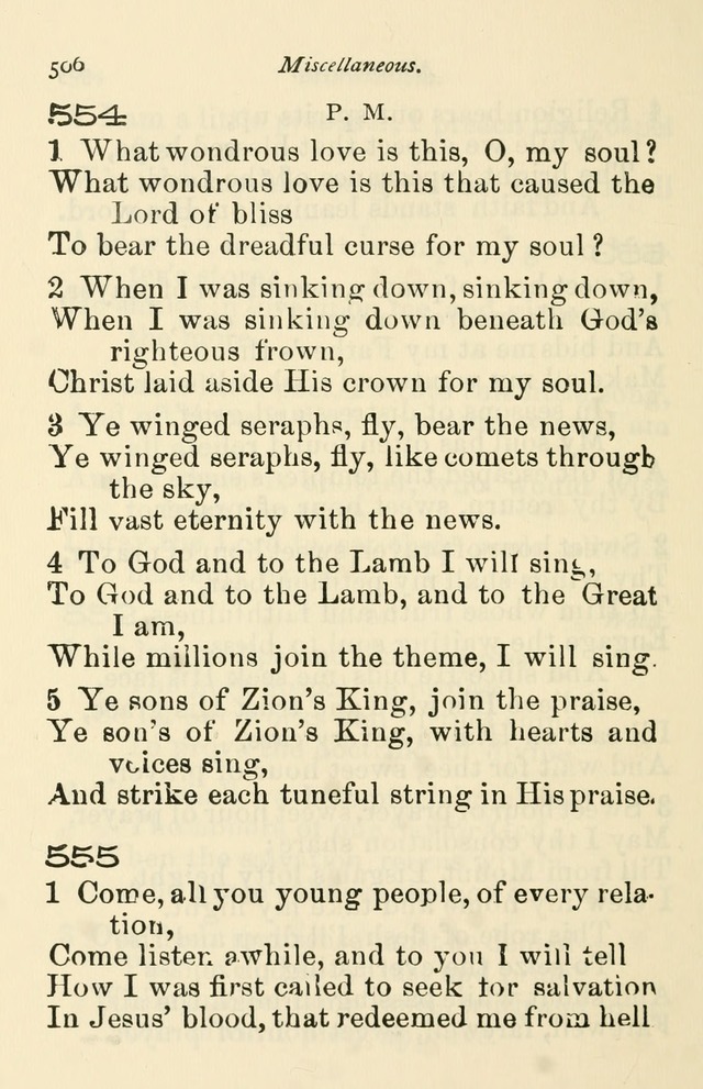 A Choice Selection of Hymns and Spiritual Songs for the use of the Baptist Church and all lovers of song page 509