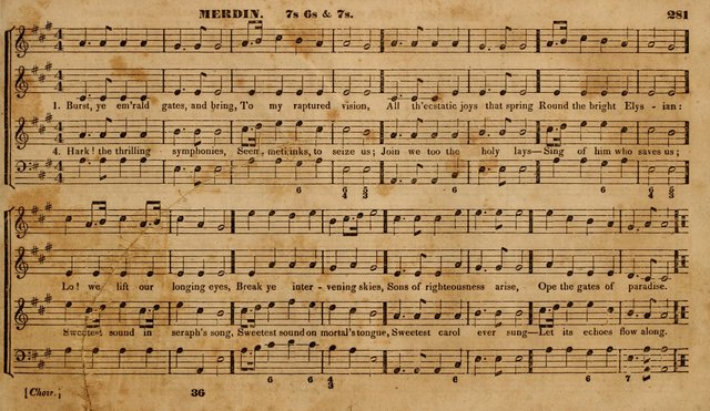 The Choir: or, Union collection of church music. Consisting of a great variety of psalm and hymn tunes, anthems, &c. original and selected. Including many beautiful subjects from the works.. (2nd ed.) page 281