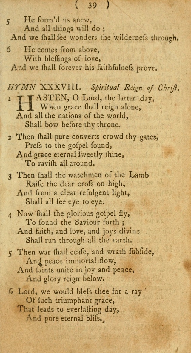 A Collection of Hymns for the use of Christians page 39