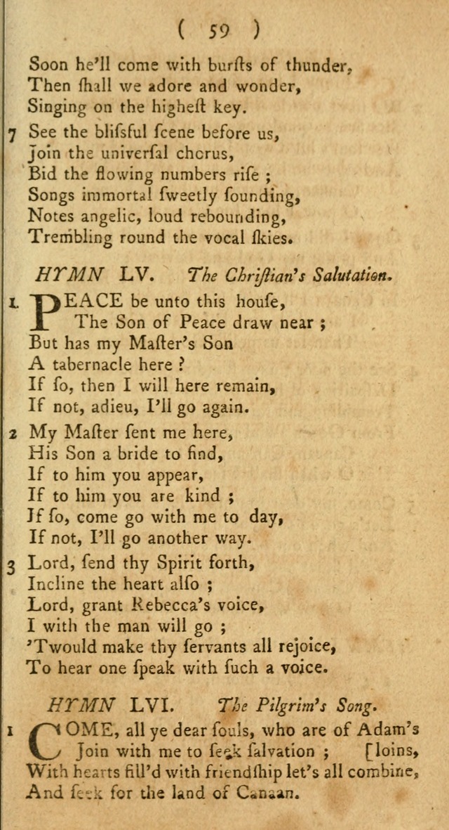 A Collection of Hymns for the use of Christians page 59