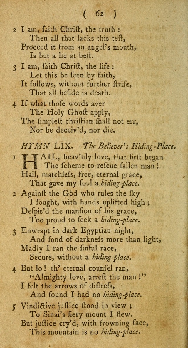 A Collection of Hymns for the use of Christians page 62
