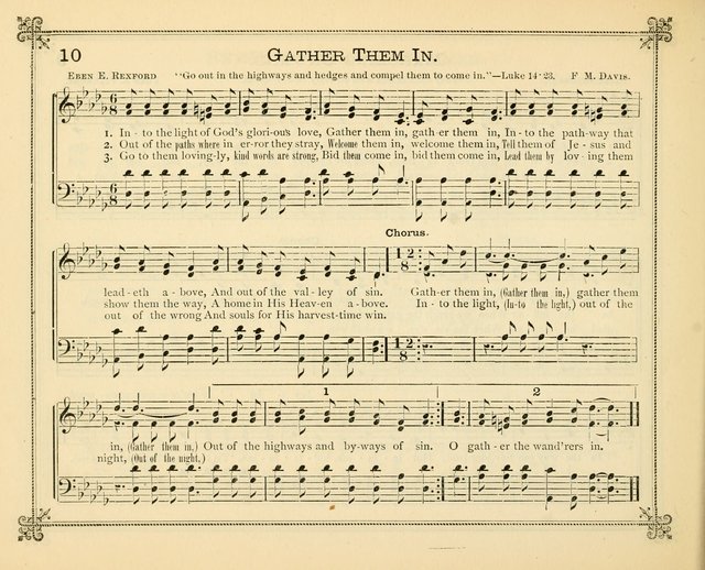Carols of Joy: choice collection of songs and hymns for the Sunday School, Bible class, and the Home Circle to which has been added an easy method of Rudimental Instruction in Music, for Weekday Study page 10