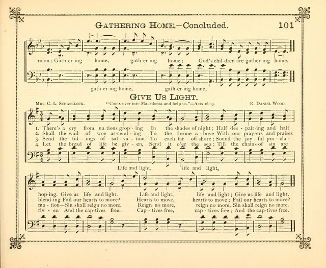 Carols of Joy: choice collection of songs and hymns for the Sunday School, Bible class, and the Home Circle to which has been added an easy method of Rudimental Instruction in Music, for Weekday Study page 101