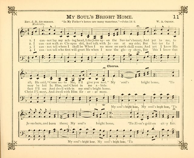 Carols of Joy: choice collection of songs and hymns for the Sunday School, Bible class, and the Home Circle to which has been added an easy method of Rudimental Instruction in Music, for Weekday Study page 11