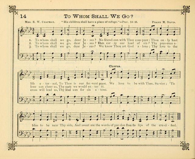 Carols of Joy: choice collection of songs and hymns for the Sunday School, Bible class, and the Home Circle to which has been added an easy method of Rudimental Instruction in Music, for Weekday Study page 14