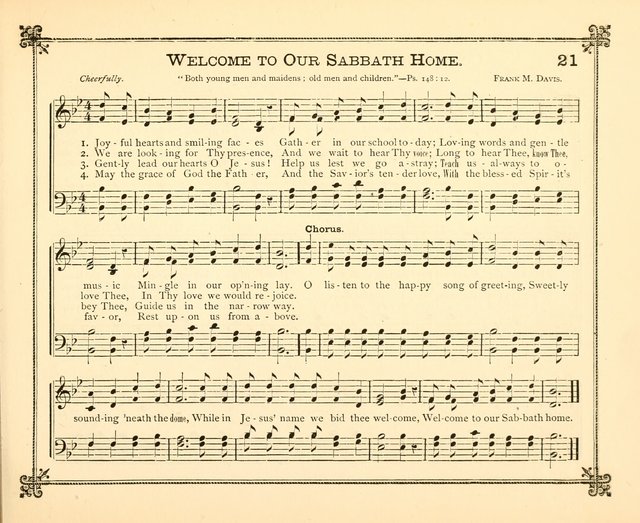 Carols of Joy: choice collection of songs and hymns for the Sunday School, Bible class, and the Home Circle to which has been added an easy method of Rudimental Instruction in Music, for Weekday Study page 21