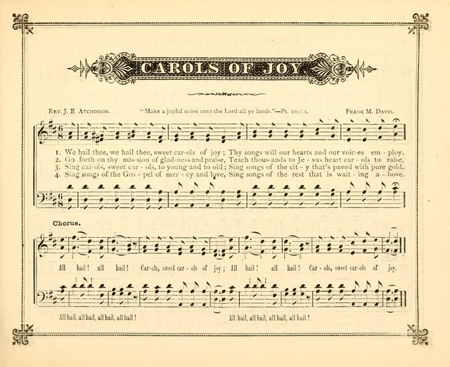 Carols of Joy: choice collection of songs and hymns for the Sunday School, Bible class, and the Home Circle to which has been added an easy method of Rudimental Instruction in Music, for Weekday Study page 3