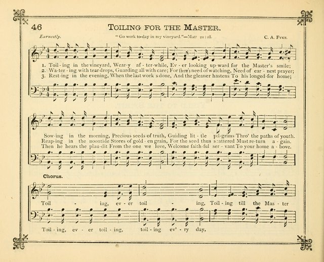 Carols of Joy: choice collection of songs and hymns for the Sunday School, Bible class, and the Home Circle to which has been added an easy method of Rudimental Instruction in Music, for Weekday Study page 46