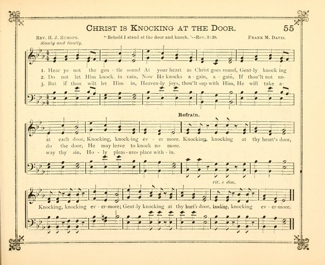 Carols of Joy: choice collection of songs and hymns for the Sunday School, Bible class, and the Home Circle to which has been added an easy method of Rudimental Instruction in Music, for Weekday Study page 55