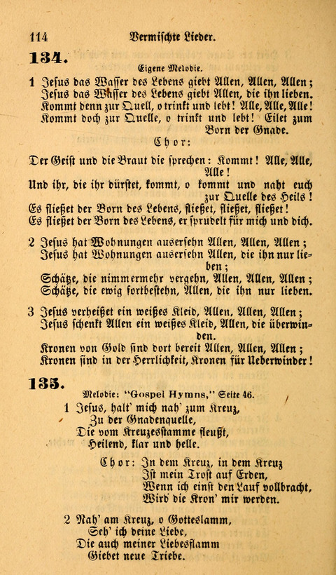 Die Deutsche Ausgabe der Englischen und Deutschen Frohen Botschaftslieder: zum Gebrauch bei Erweckungs- und Gebetsversammlungen (Ebenezer Hymnal) page 114