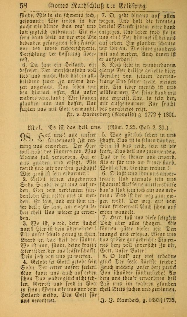 Deutsches Gesangbuch für die Evangelisch-Luterische Kirche in den Vereinigten Staaten: herausgegeben mit kirchlicher Genehmigung (22nd aufl.) page 58