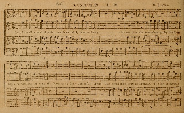 The Delights of Harmony; or, Norfolk Compiler: being a new collection of psalm tunes, hymns and anthems with a variety of set pieces, from the most approved American and European authors... page 60