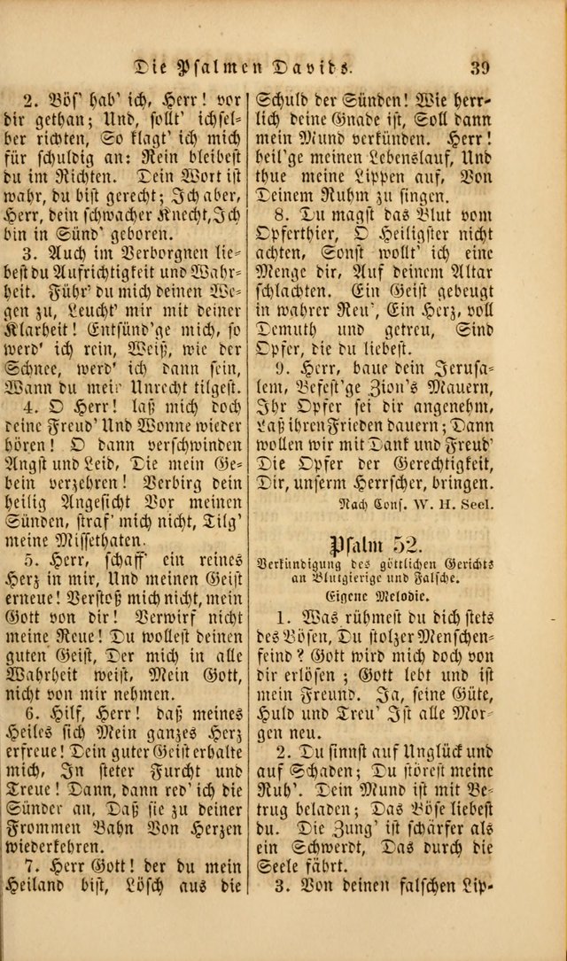 Die Psalmen Davids: nebst einer Sammlung Geistlicher lieder für Oeffentlichen und Privat-Gottesdienst page 39