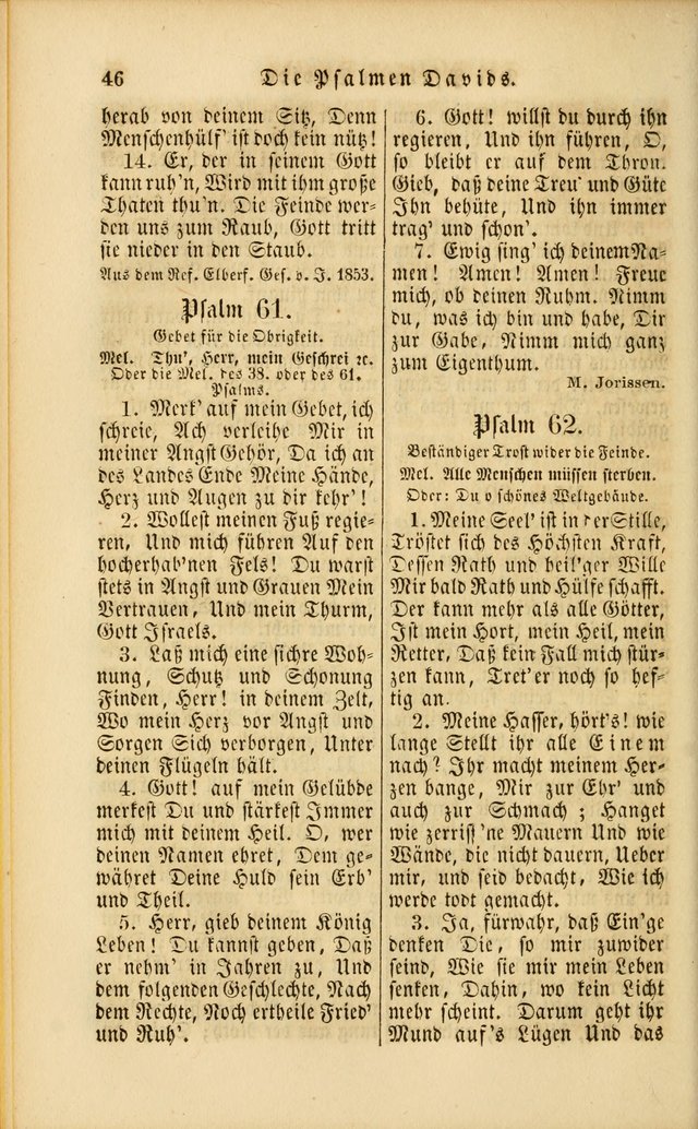 Die Psalmen Davids: nebst einer Sammlung Geistlicher lieder für Oeffentlichen und Privat-Gottesdienst page 46