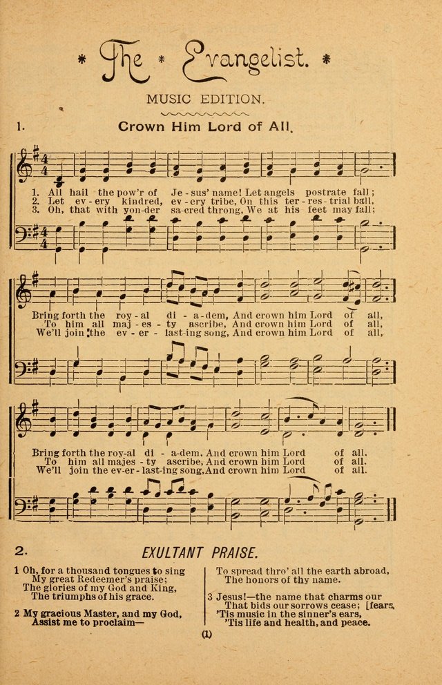 The Evangelist No. 3: for revival, praise and prayer meetings or Sunday schools  (Music edition) page 1
