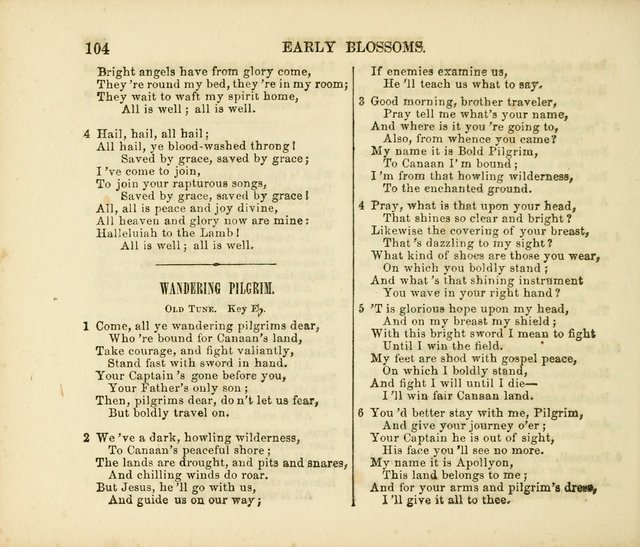 Early Blossoms: a collection of music for Sabbath schools, with rudiments page 104