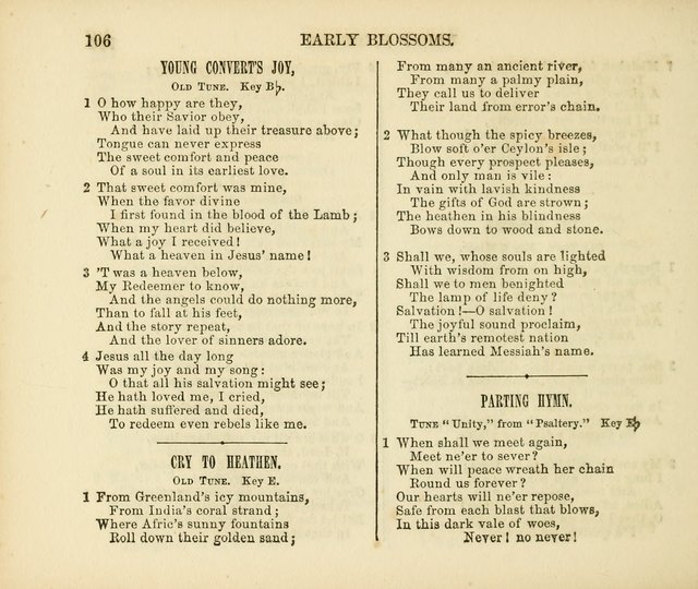 Early Blossoms: a collection of music for Sabbath schools, with rudiments page 106