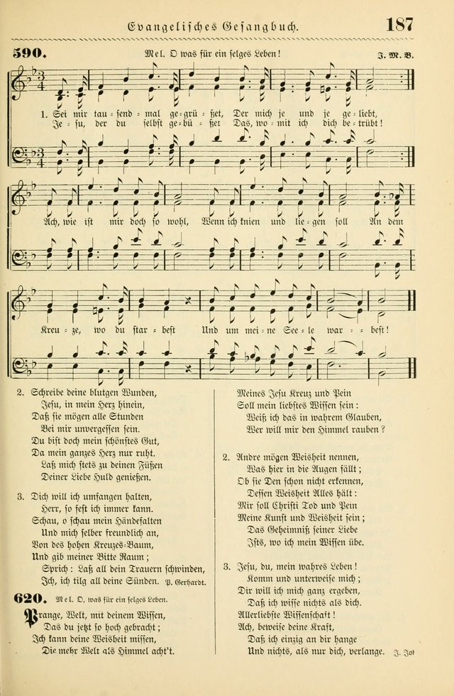 Evangelisches Gesangbuch mit vierstimmigen Melodien: für den öffentlichen und häuslichen Gottesdienst page 187