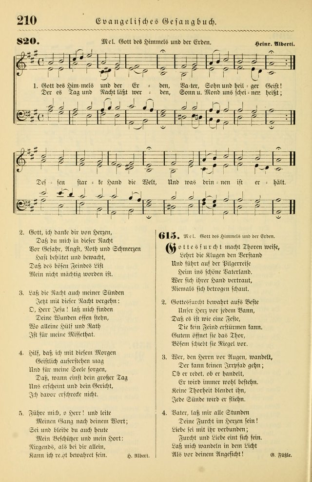 Evangelisches Gesangbuch mit vierstimmigen Melodien: für den öffentlichen und häuslichen Gottesdienst page 210