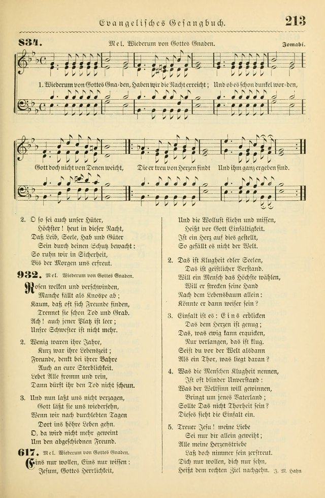 Evangelisches Gesangbuch mit vierstimmigen Melodien: für den öffentlichen und häuslichen Gottesdienst page 213