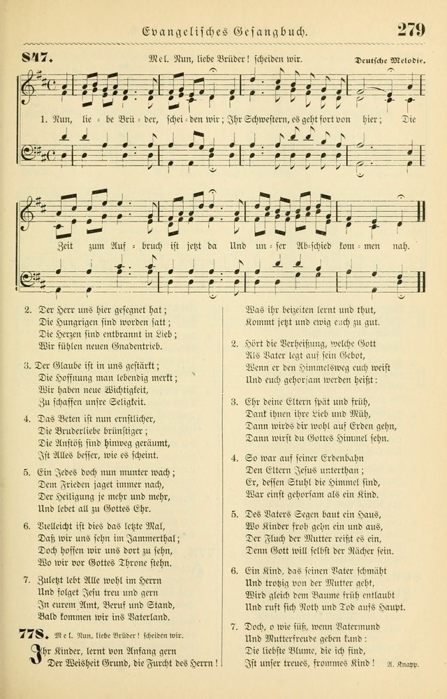 Evangelisches Gesangbuch mit vierstimmigen Melodien: für den öffentlichen und häuslichen Gottesdienst page 279