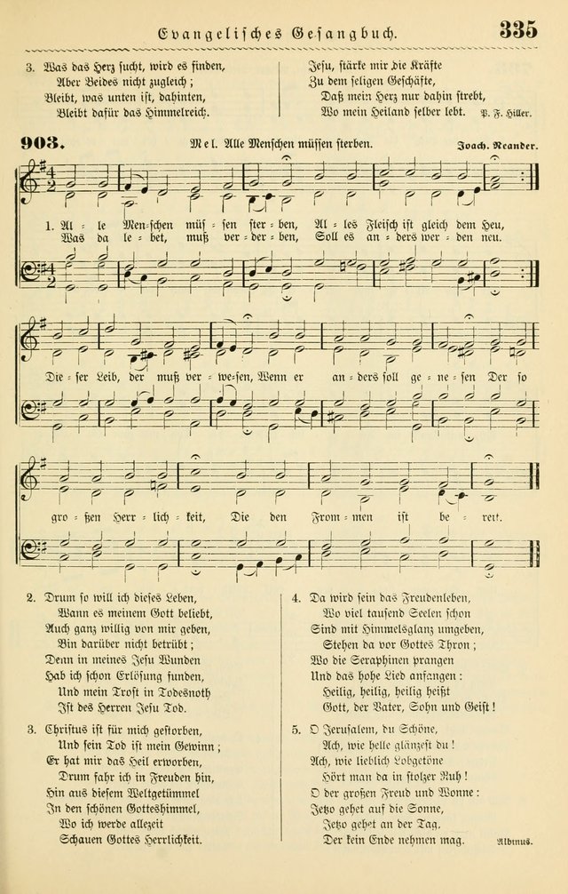 Evangelisches Gesangbuch mit vierstimmigen Melodien: für den öffentlichen und häuslichen Gottesdienst page 335