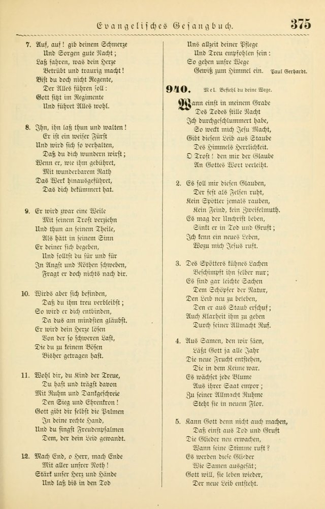 Evangelisches Gesangbuch mit vierstimmigen Melodien: für den öffentlichen und häuslichen Gottesdienst page 375
