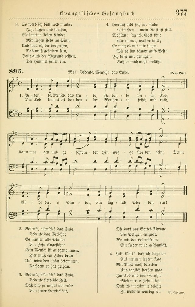 Evangelisches Gesangbuch mit vierstimmigen Melodien: für den öffentlichen und häuslichen Gottesdienst page 377
