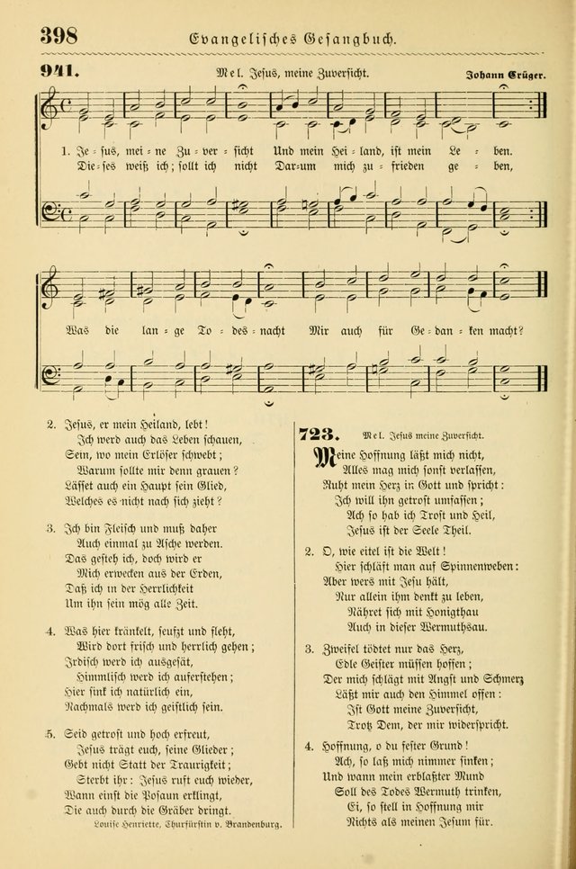 Evangelisches Gesangbuch mit vierstimmigen Melodien: für den öffentlichen und häuslichen Gottesdienst page 398