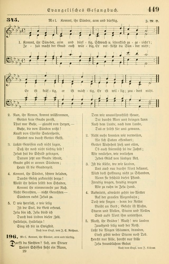 Evangelisches Gesangbuch mit vierstimmigen Melodien: für den öffentlichen und häuslichen Gottesdienst page 449