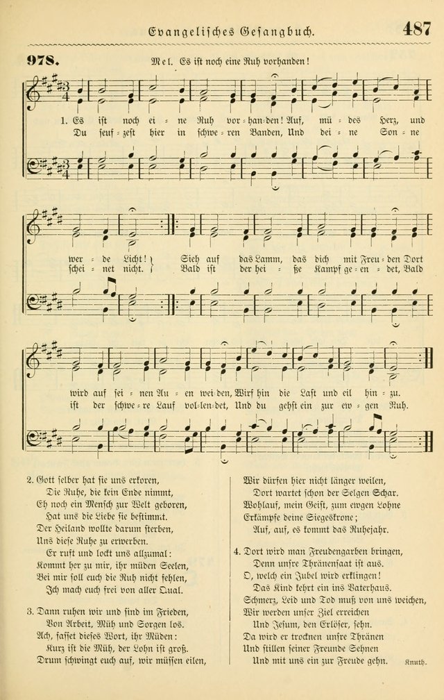 Evangelisches Gesangbuch mit vierstimmigen Melodien: für den öffentlichen und häuslichen Gottesdienst page 487