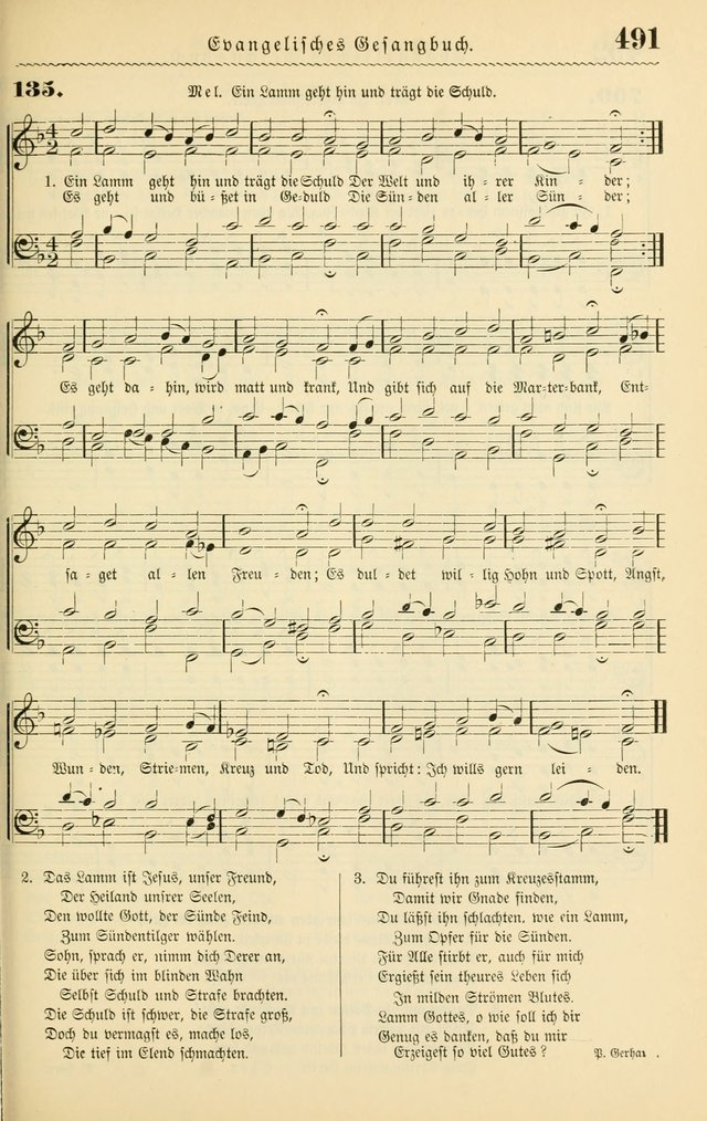Evangelisches Gesangbuch mit vierstimmigen Melodien: für den öffentlichen und häuslichen Gottesdienst page 491