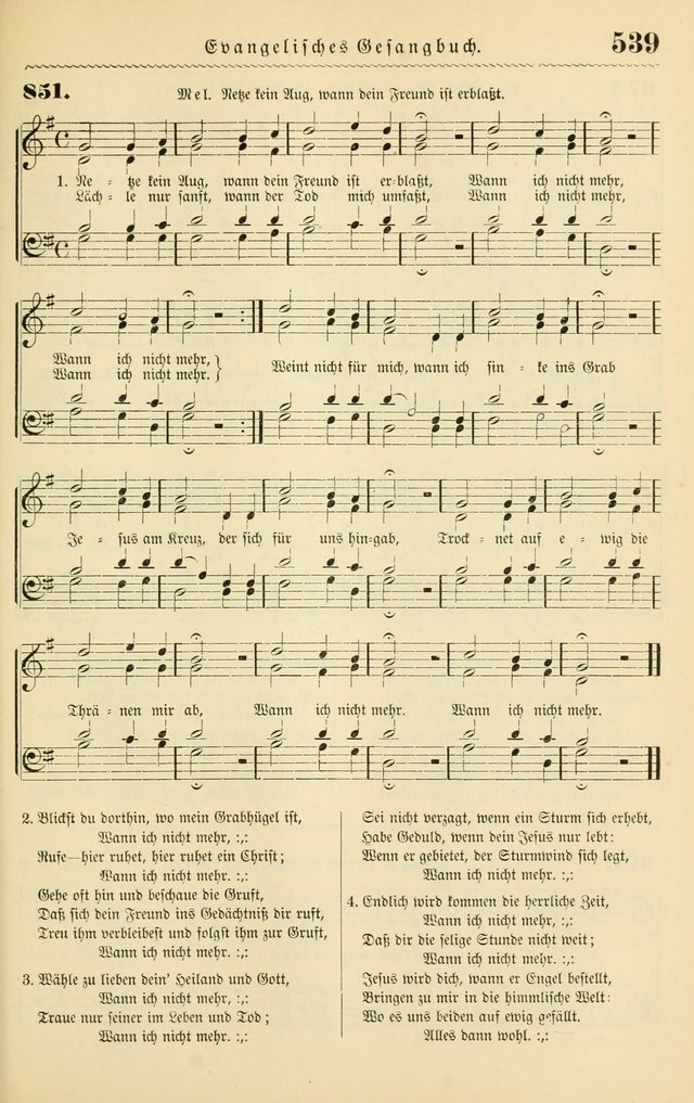 Evangelisches Gesangbuch mit vierstimmigen Melodien: für den öffentlichen und häuslichen Gottesdienst page 539