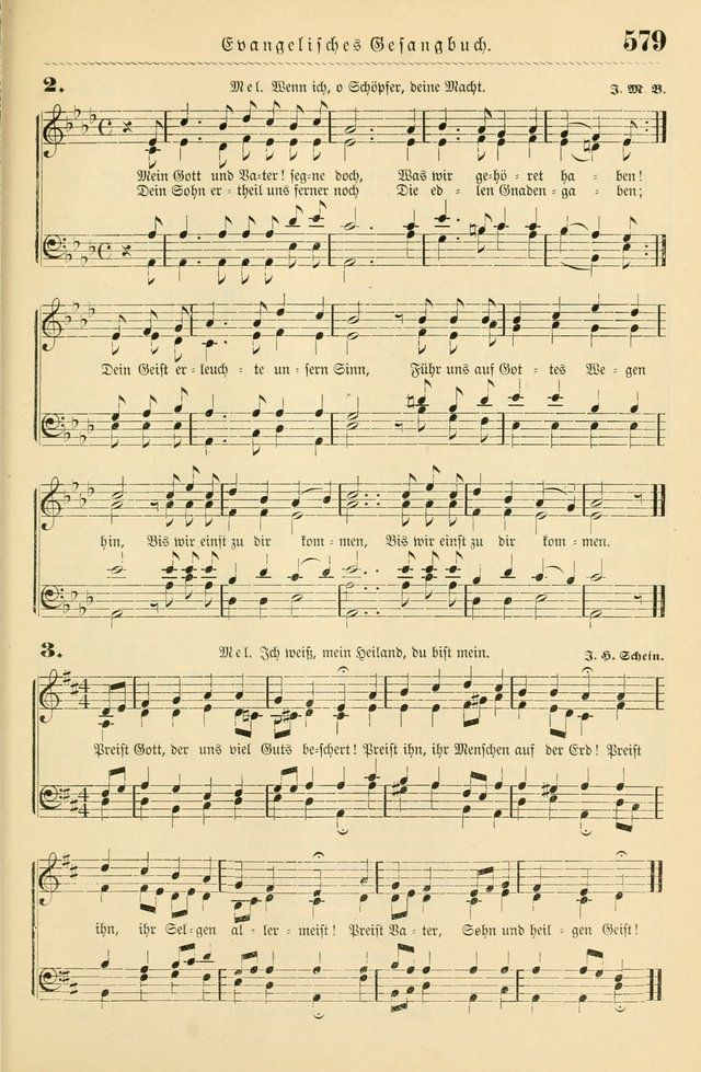 Evangelisches Gesangbuch mit vierstimmigen Melodien: für den öffentlichen und häuslichen Gottesdienst page 579