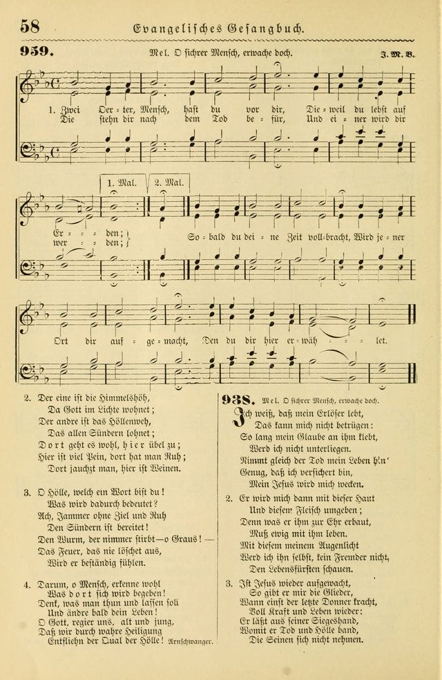 Evangelisches Gesangbuch mit vierstimmigen Melodien: für den öffentlichen und häuslichen Gottesdienst page 58