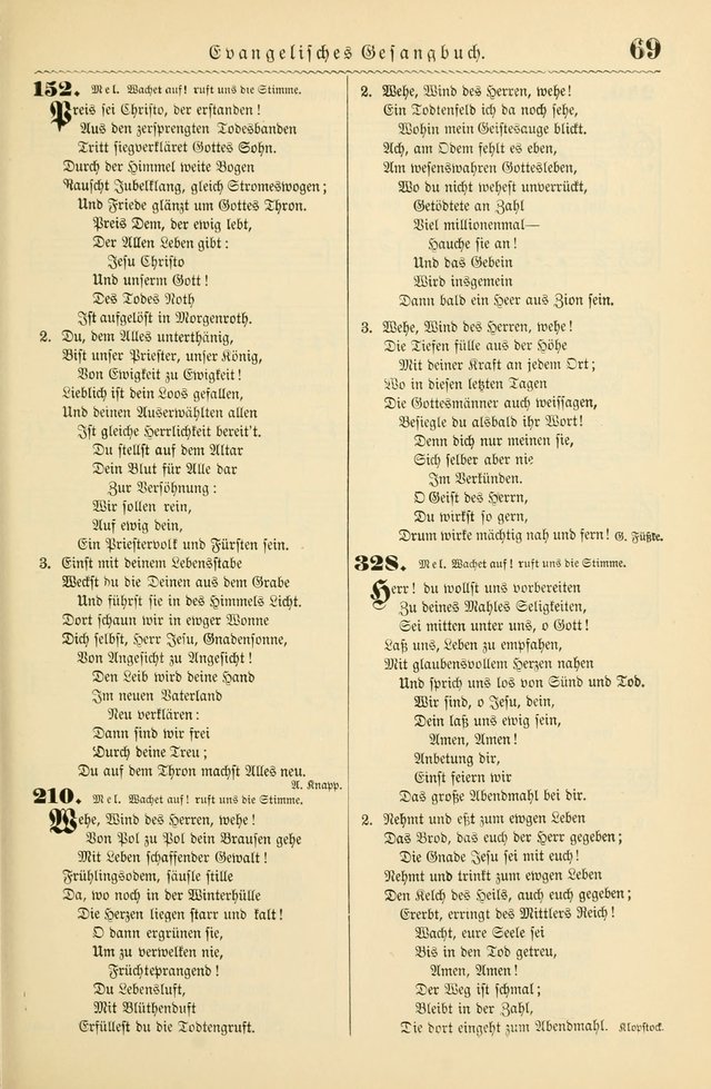 Evangelisches Gesangbuch mit vierstimmigen Melodien: für den öffentlichen und häuslichen Gottesdienst page 69