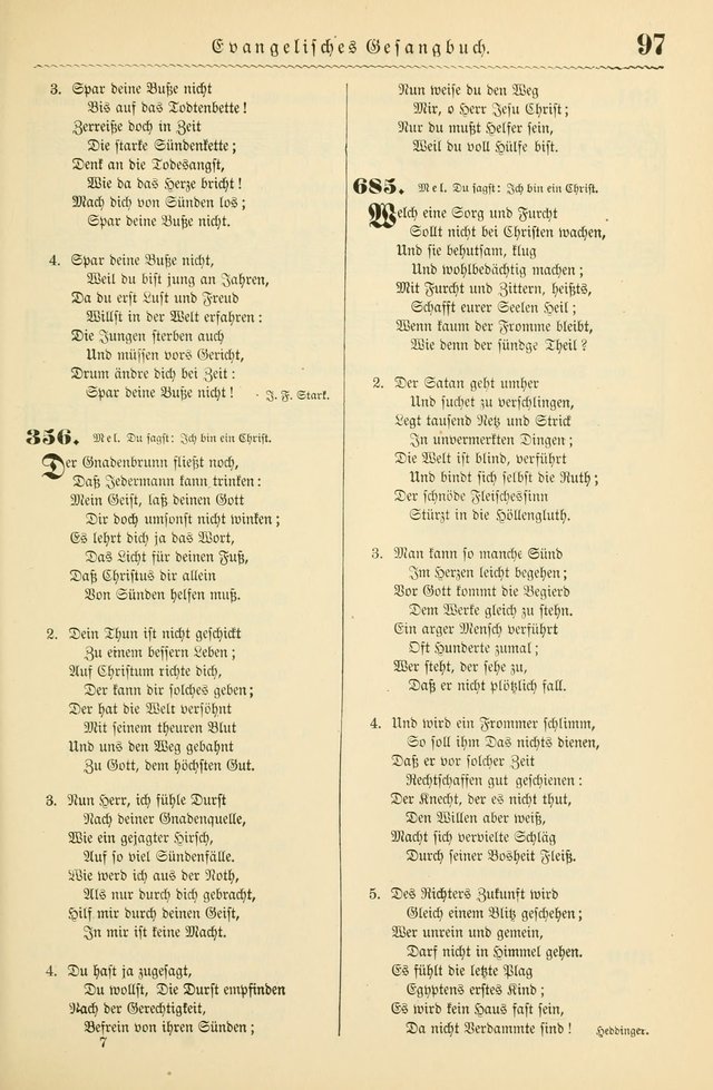 Evangelisches Gesangbuch mit vierstimmigen Melodien: für den öffentlichen und häuslichen Gottesdienst page 97