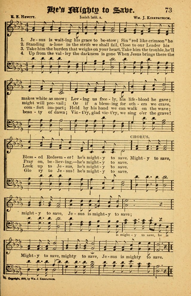 The Emory Hymnal No. 2: sacred hymns and music for use in public worship, Sunday-schools, social meetings and family worship page 73
