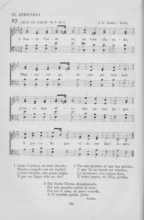 El Himnario para el uso de las Iglesias Evangelicas de Habla Espanola en Todo el Mundo page 100