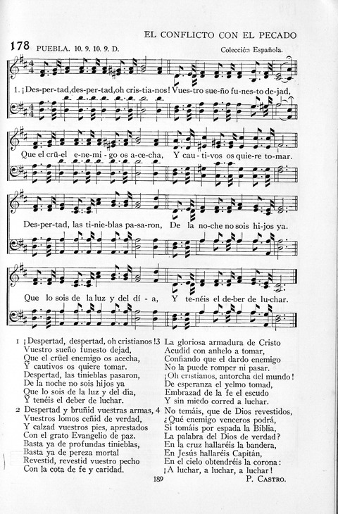 El Himnario para el uso de las Iglesias Evangelicas de Habla Espanola en Todo el Mundo page 189