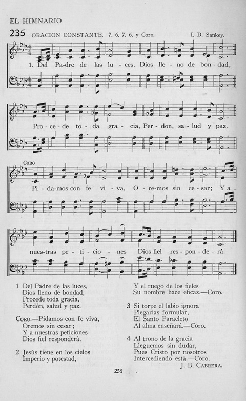 El Himnario para el uso de las Iglesias Evangelicas de Habla Espanola en Todo el Mundo page 256