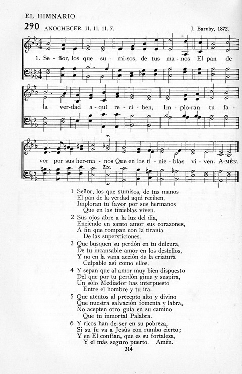 El Himnario para el uso de las Iglesias Evangelicas de Habla Espanola en Todo el Mundo page 314