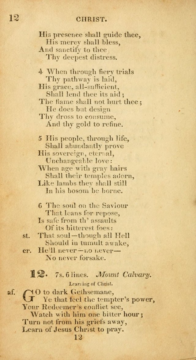 Evangelical Hymns: original and selected: designed for the use of families and private circles; for social prayer meetings, seasons of revival or oother occasions of special interest page 12