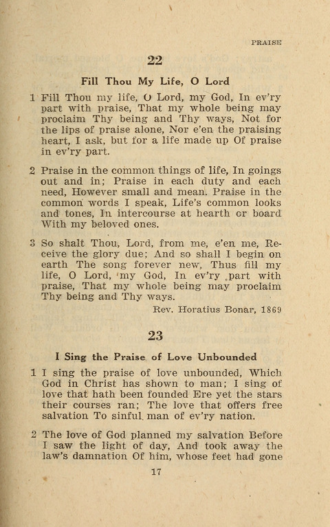 The Evangelical Hymnal. Text edition page 17