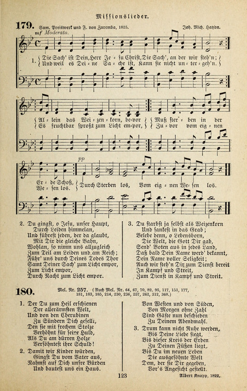 Evangelischer Liederschatz: eine Auswahl der bekanntesten Kernlieder für Sonntags-Schule, Vereine und Gottesdienste (2. Auflage) page 123
