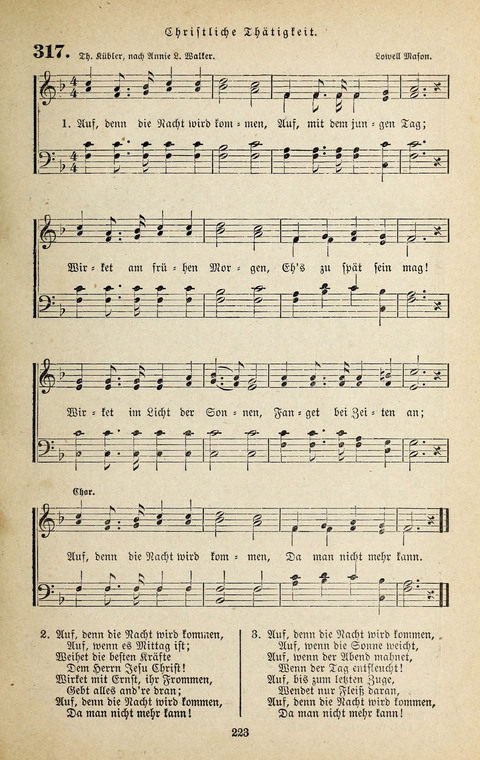 Evangelischer Liederschatz: eine Auswahl der bekanntesten Kernlieder für Sonntags-Schule, Vereine und Gottesdienste (2. Auflage) page 223
