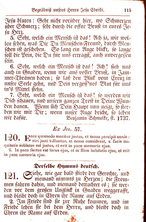 Evangelisch-Lutherisches Gesang-Buch: worin die gebräuchlichsten alten Kirchen-Lieder Dr. M. Lutheri und anderer reinen lehrer und zeugen Gottes, zur Befoerderung der wahren ... (2. verm. Aus.) page 115