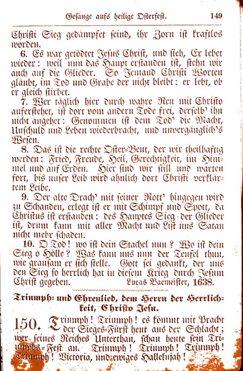 Evangelisch-Lutherisches Gesang-Buch: worin die gebräuchlichsten alten Kirchen-Lieder Dr. M. Lutheri und anderer reinen lehrer und zeugen Gottes, zur Befoerderung der wahren ... (2. verm. Aus.) page 149