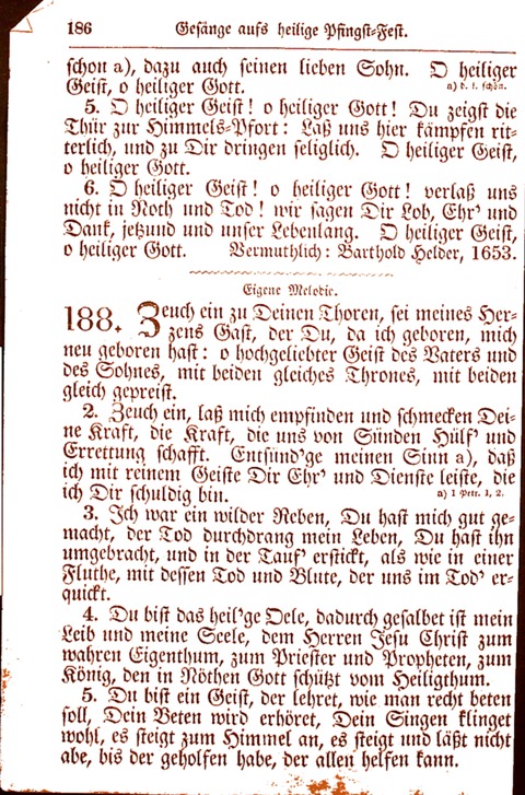 Evangelisch-Lutherisches Gesang-Buch: worin die gebräuchlichsten alten Kirchen-Lieder Dr. M. Lutheri und anderer reinen lehrer und zeugen Gottes, zur Befoerderung der wahren ... (2. verm. Aus.) page 186