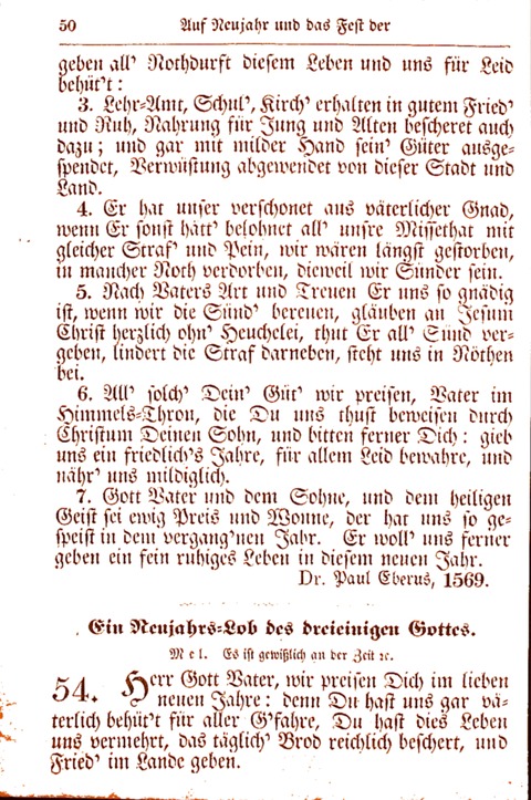 Evangelisch-Lutherisches Gesang-Buch: worin die gebräuchlichsten alten Kirchen-Lieder Dr. M. Lutheri und anderer reinen lehrer und zeugen Gottes, zur Befoerderung der wahren ... (2. verm. Aus.) page 50